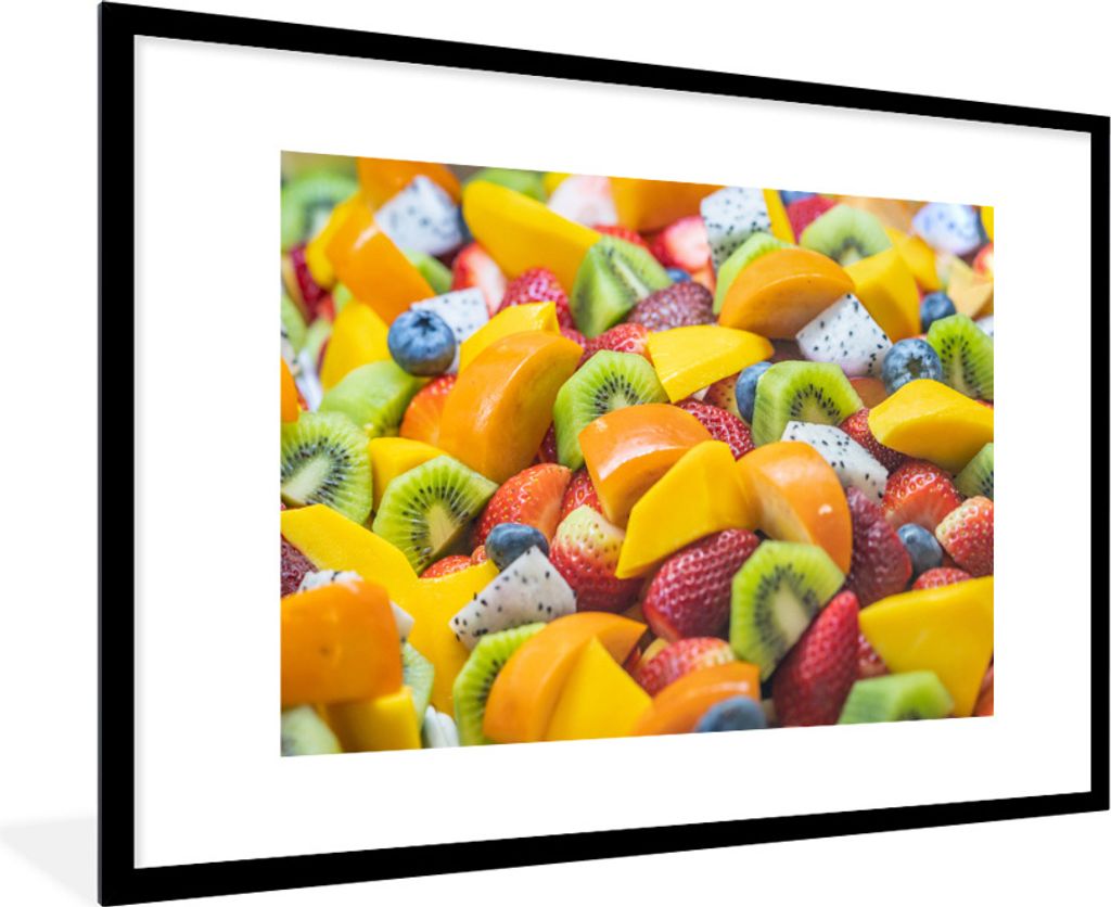 MuchoWow Gerahmtes Poster Obst - Salat - Farben 90x60 cm - Poster mit Schwarzem Bilderrahmen Wandposter Rahmen Foto Bilder - Wanddekoration - Fotos