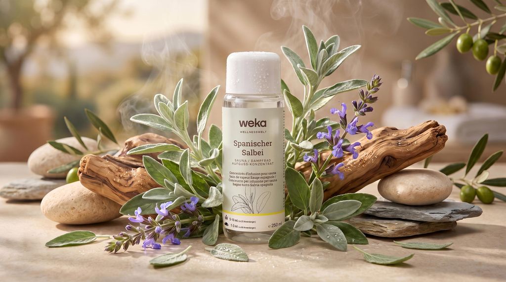 Sauna und Dampfduftbad  Span.Salbei x B x T x H Produktbild  KI-generiertes Bild
