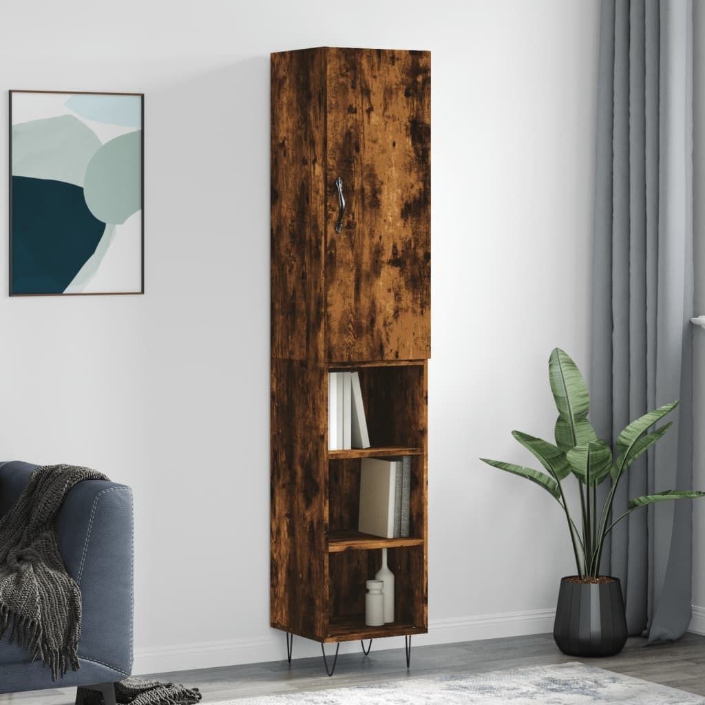 vidaXL Highboard Räuchereiche 34,5x34x180 cm Holzwerkstoff