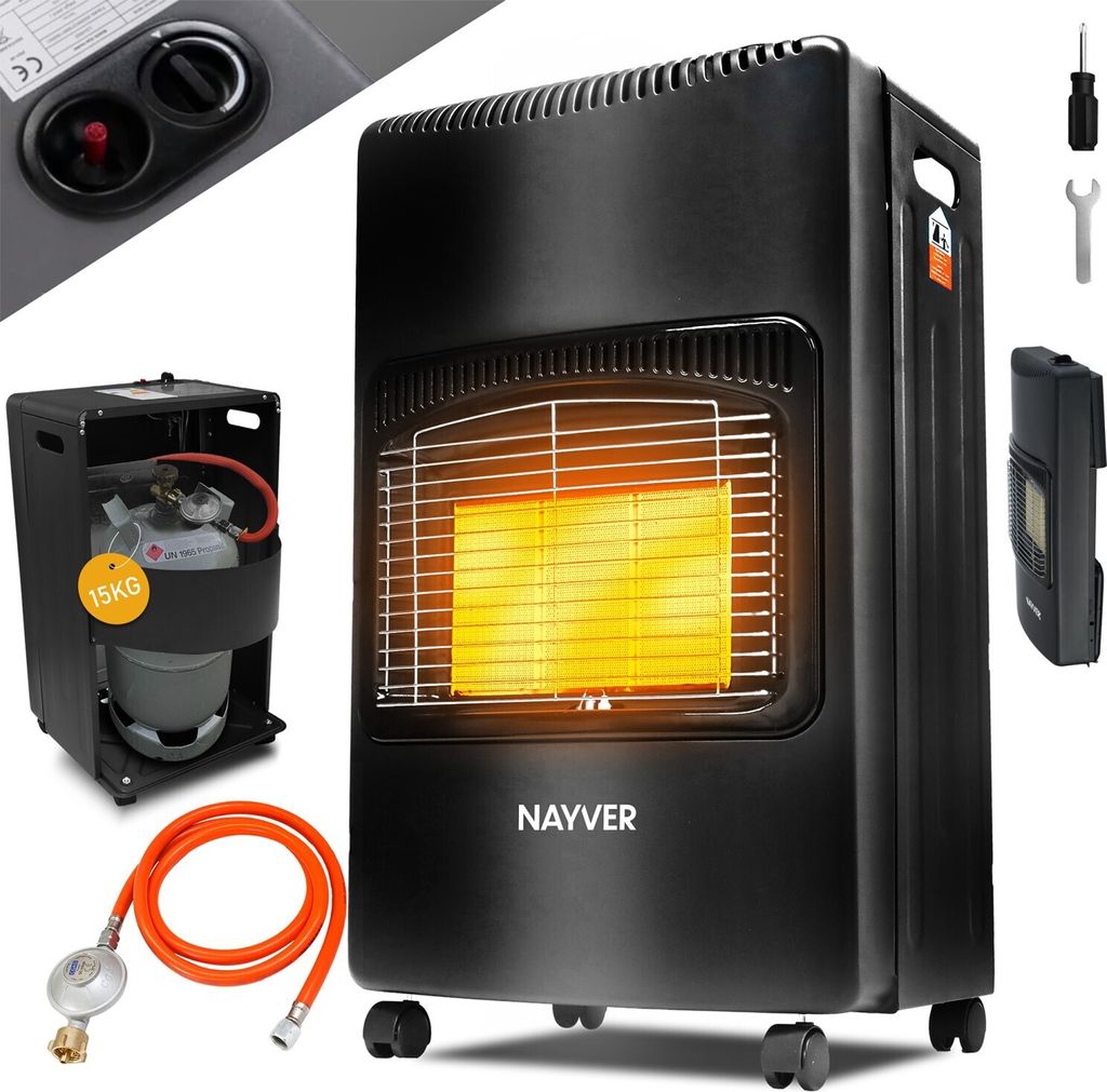NAYVER Gasheizofen inkl. Schlauch und Druckminderer Camping Produktbild 