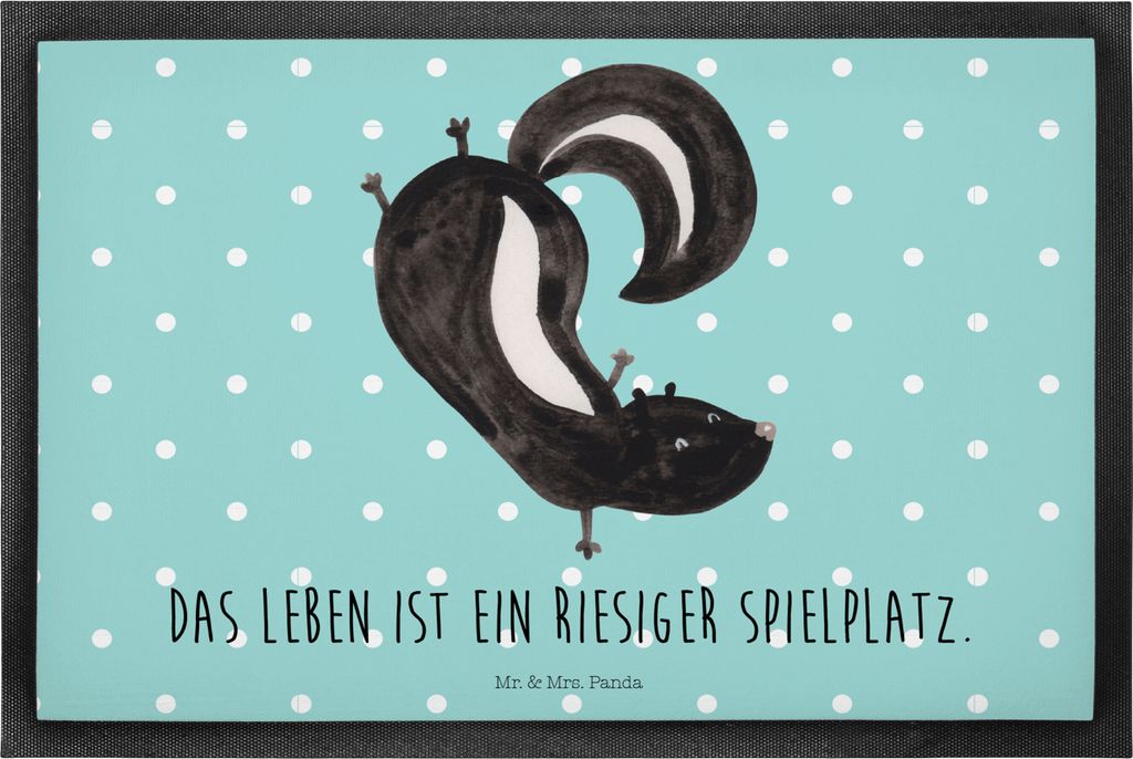 Mr. & Mrs. Panda bodenmatte Stinktier Handstand 40 x 60 cm - Türkis Pastell - Geschenk, Schuhabstreifer, Schmutzmatte, Skunk, Spielplatz, Wildtier...