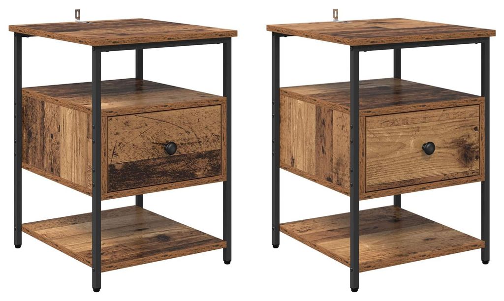 Nachttisch 2 pcs Altholz 40 x 42 x 56 cm Holzwerkstoff