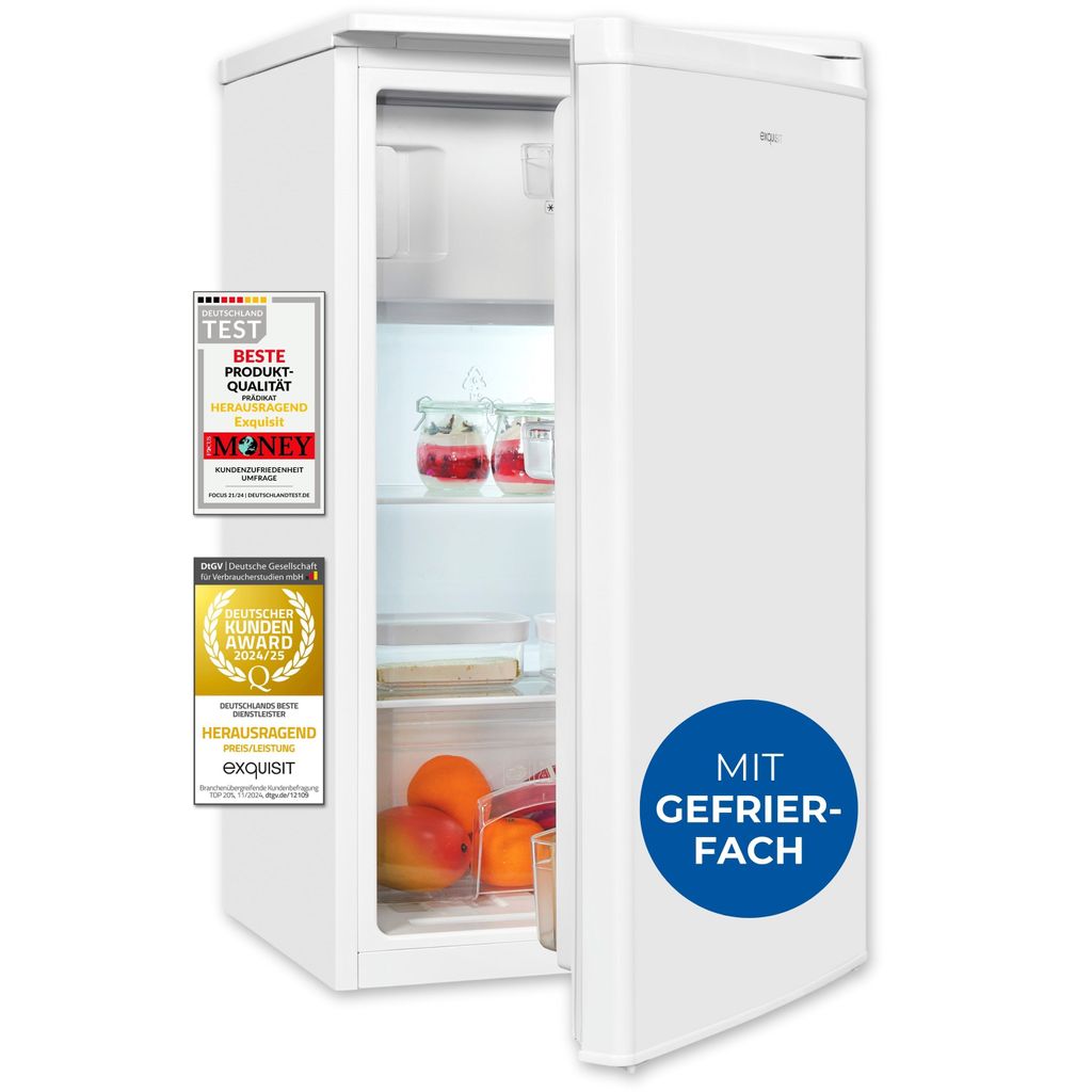 Exquisit Kühlschrank, Kühlschrank mit Gefrierfach, 3-Sterne, 81 Liter, 50 cm Breite, Türanschlag wechselbar, Temperaturregelung, KS5117-3-040E w...
