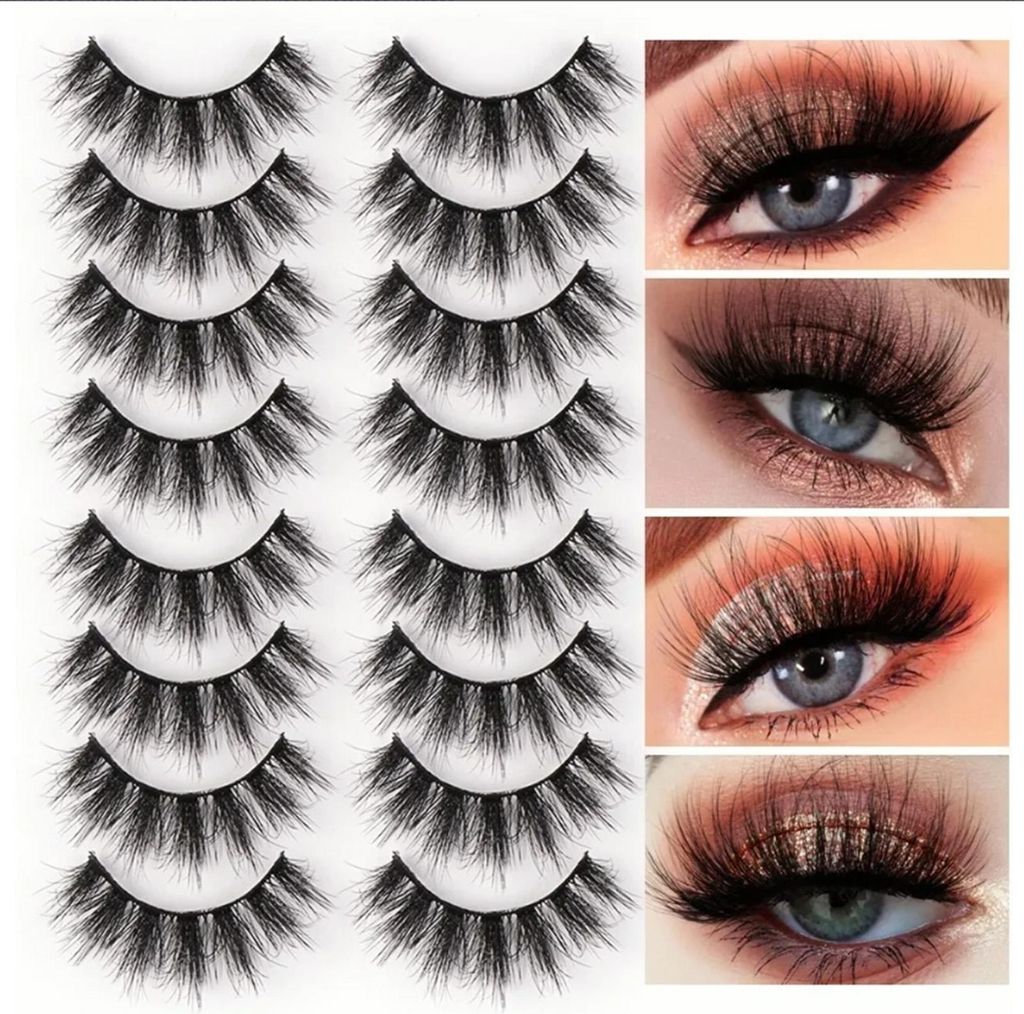 8 Paar Falsche Wimpern Vergrößern Augen Weich Dicht Lang 3D Dreidimensional Lockig Falsche Wimpern