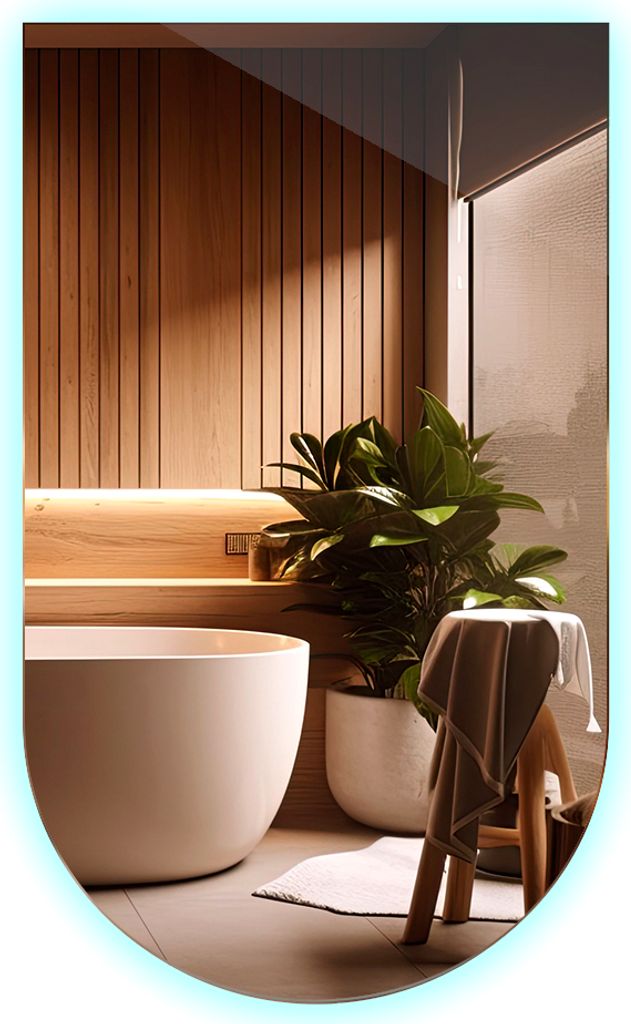 LED Spiegel Groß Rundbogen Wandspiegel Modern - 50x90 cm - LED- Farbe Kalt (6500K)
