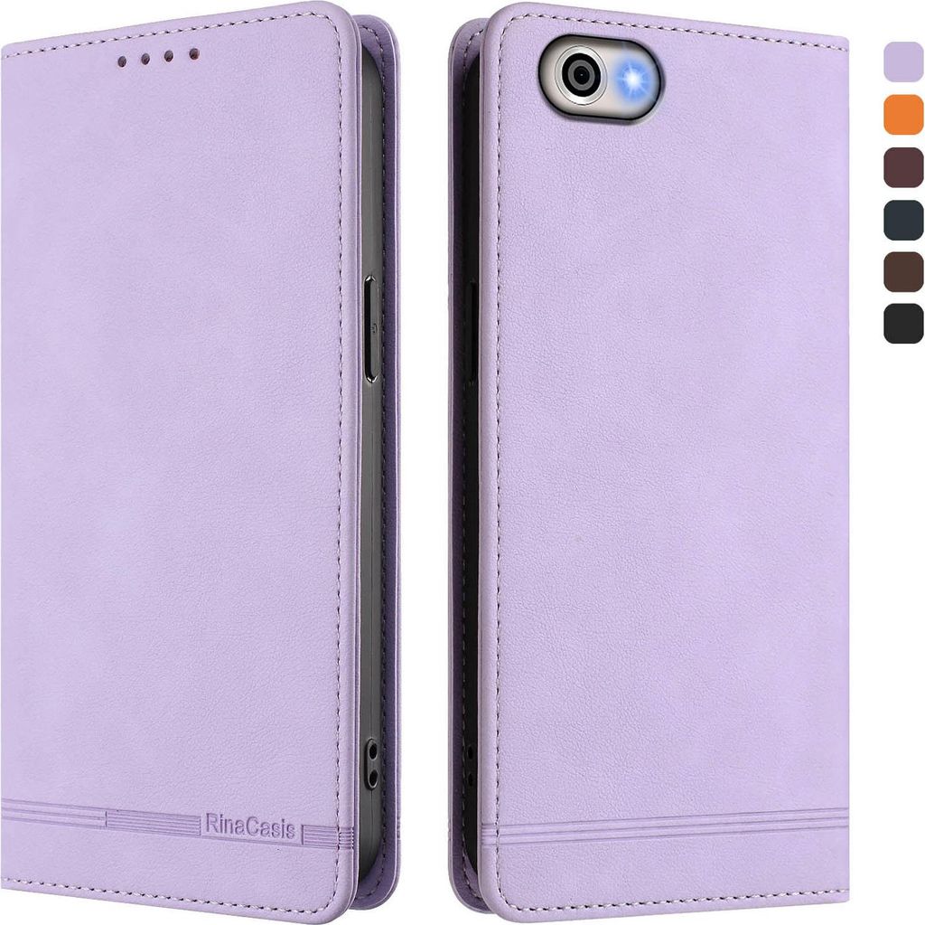 Hülle für Sharp Aquos R / Aquos R1, Retro Kunstleder Ständer Klapphülle mit Kartenfächer und Magnetische Violett
