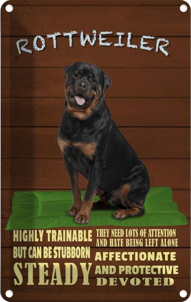 vianmo Blechschild 18x12 cm Rottweiler Hund highly trainable Tier Haustier