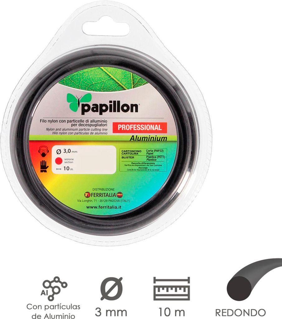 Hilo Nylon / Aluminium Redondo Professional Ø 3,0 mm. Rollo 10 metros