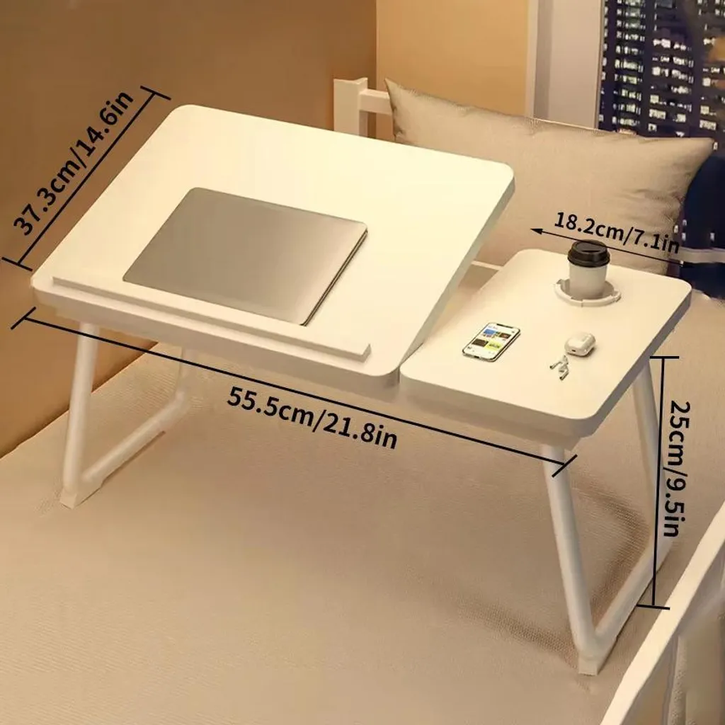 Table pour ordinateur portable : fini le mal de dos au lit avec ce support blanc - 6