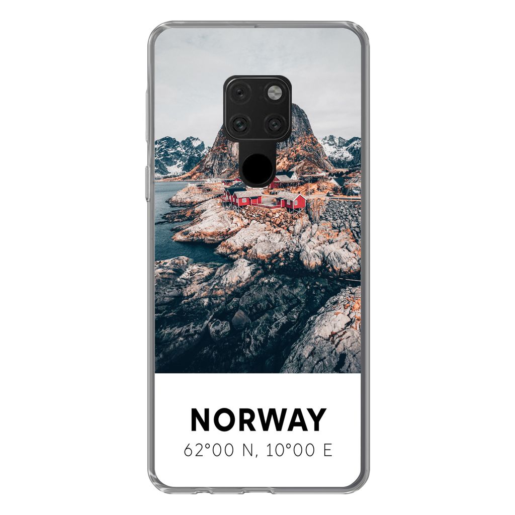 MuchoWow Handyhülle Schutzhülle Hülle für Huawei P40 Lite Norwegen - Wasser - Bergen Silikon Softcase Handy Hülle - Handy