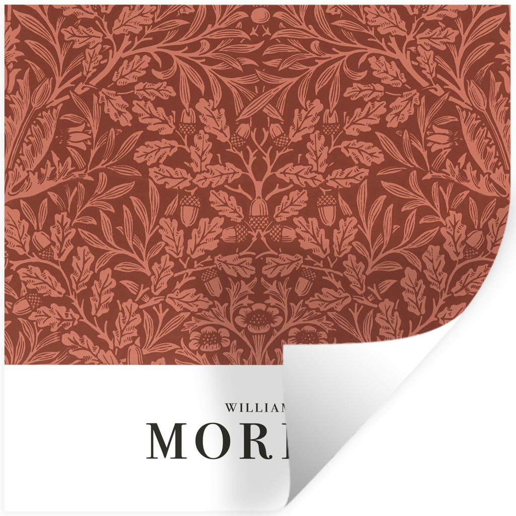 MuchoWow Wandtattoo Wandsticker Wandaufkleber Blätter - Pflanzen - Morris - Braun 100x100 cm Selbstklebend und Repositionierbar - Wierderverwend...