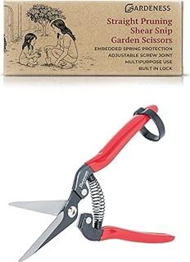 Gardeness Gerade Gartenschere aus SK5-Stahl – Extra scharfe Blumenschere zum Schneiden von Blumen, Früchten, Blättern, Bonsai & Zweigen – Erg...
