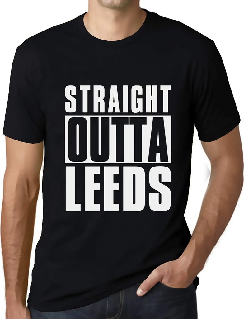 Herren Grafik T-Shirt Straight Outta Leeds Öko-Verantwortlich Vintage Jahrgang Kurzarm Lustige Druck Geburtstag Geschenk Mann