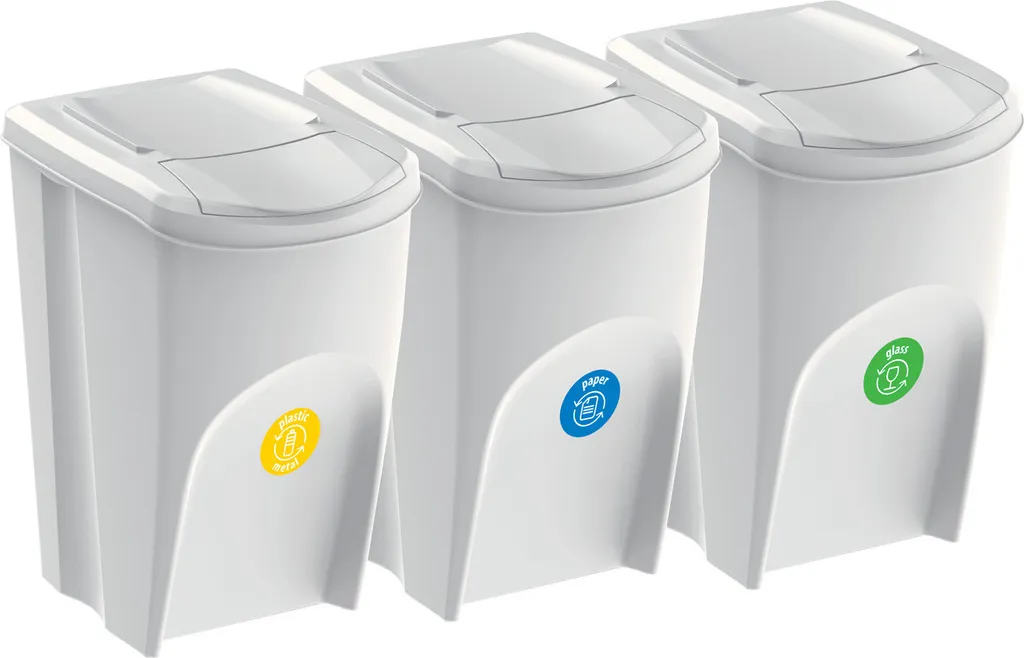 Poubelle de Tri Cuisine 3 Bacs Sortibox 35L - Solution Recyclage Gain de Place