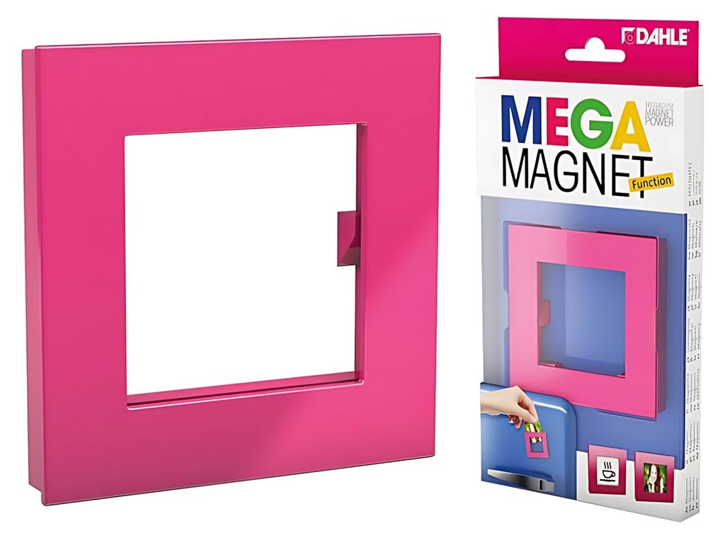 Dahle MEGA Magnet SQUARE XL pink, 75 x 75 mm mit Fotohalterung