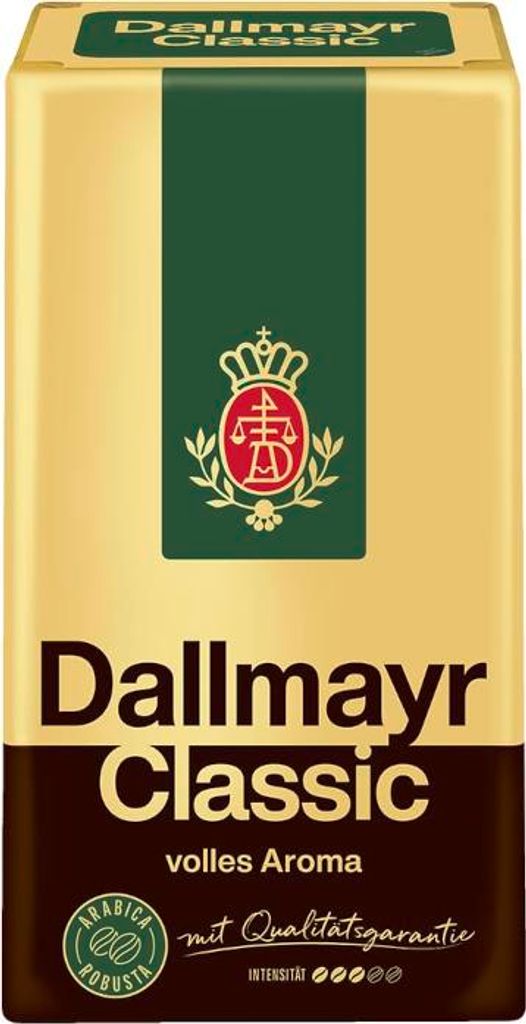 A product shot of Dallmayr Classic ground coffee packaging.