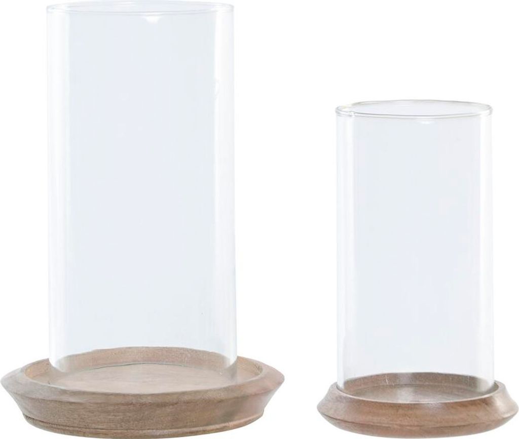 Kerzenschale Home ESPRIT Braun natürlich Kristall Mango-Holz 19 x 19 x 26 cm (2 Stück)