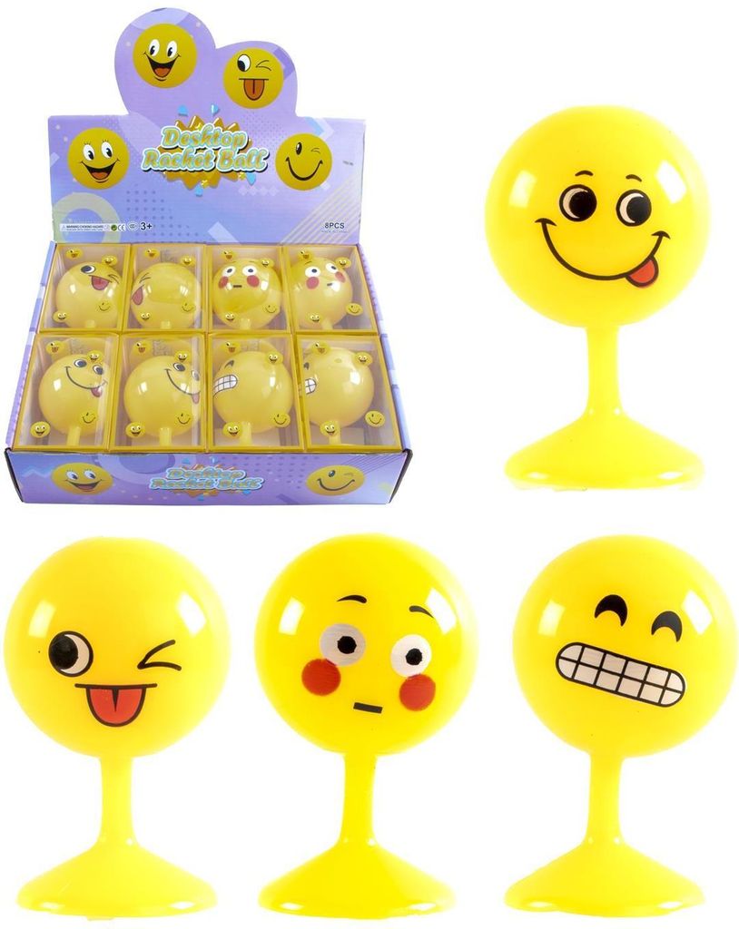 Kidsfun Wackelball Spielzeug gelb mit Smileys und Saugnapf 11 cm