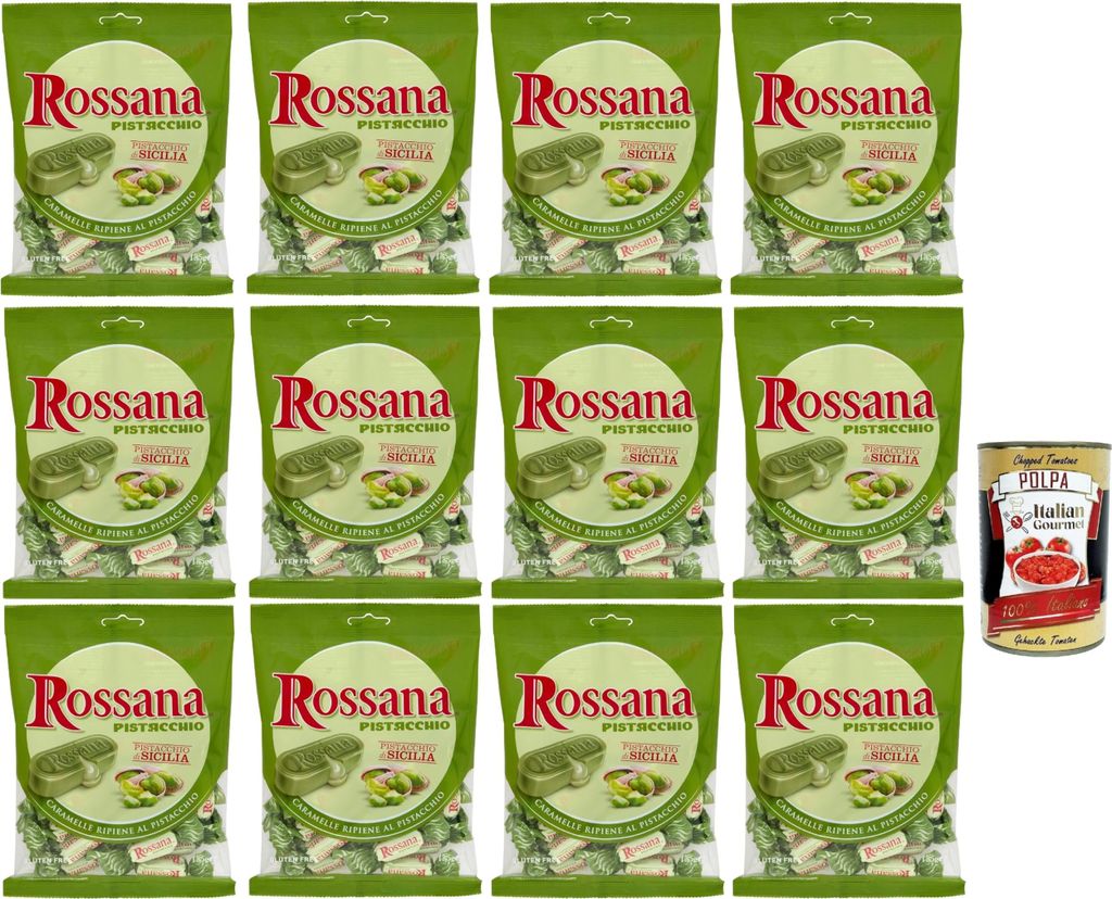 A collage of product packaging and a can of tomatoes.