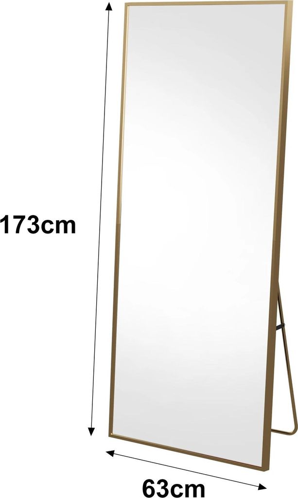 Ganzkörperspiegel - Stand-/Wandspiegel - Verstellbarer Ständer - Aufhängbar - Aluminiumrahmen Gold - 173x63 cm - Rot