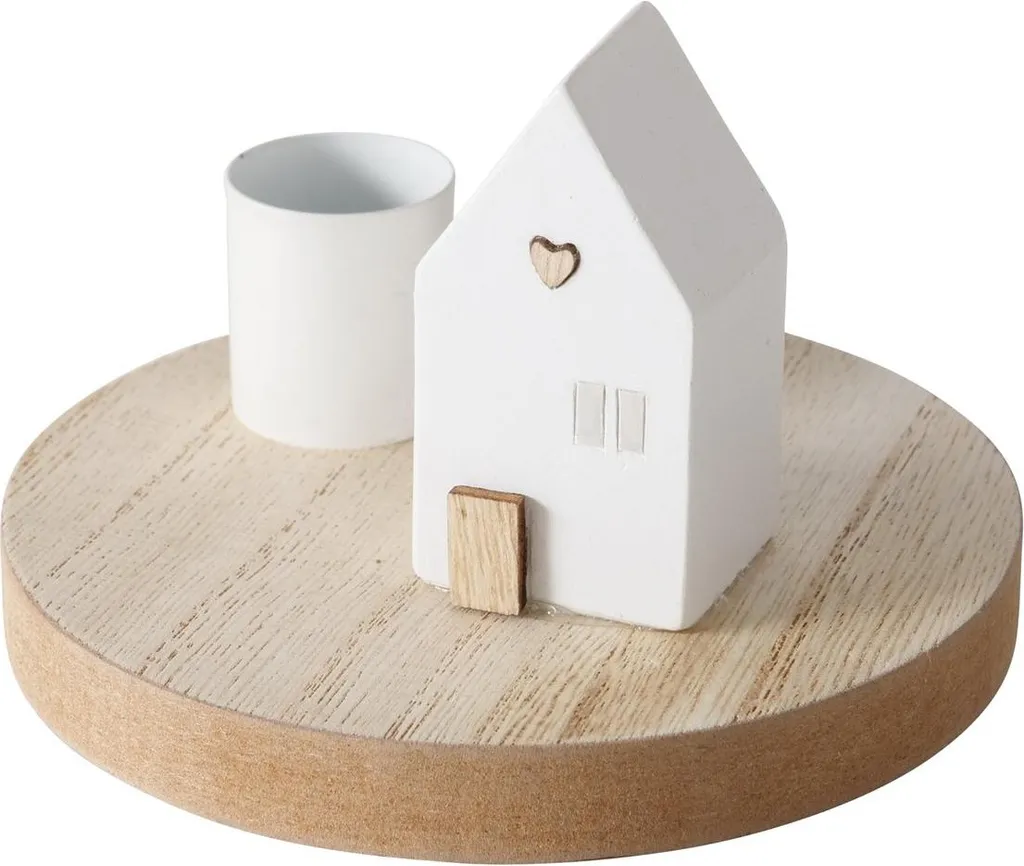 Portacandele con casetta su vassoio DOMICIL, h. 6,5 cm