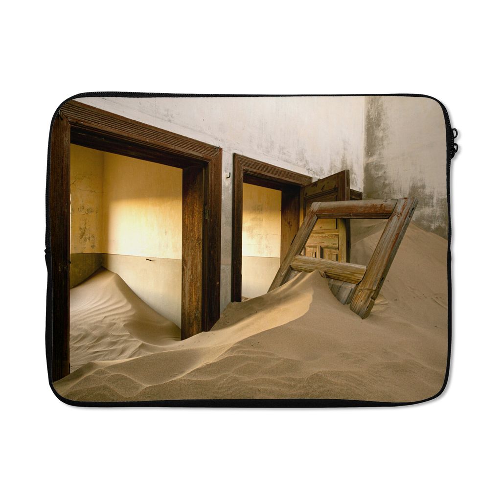 MuchoWow Laptop Hülle 17 Zoll Laptoptasche Sand - Architektur - Wüste - Tür - Zipper - Schutzabdeckung