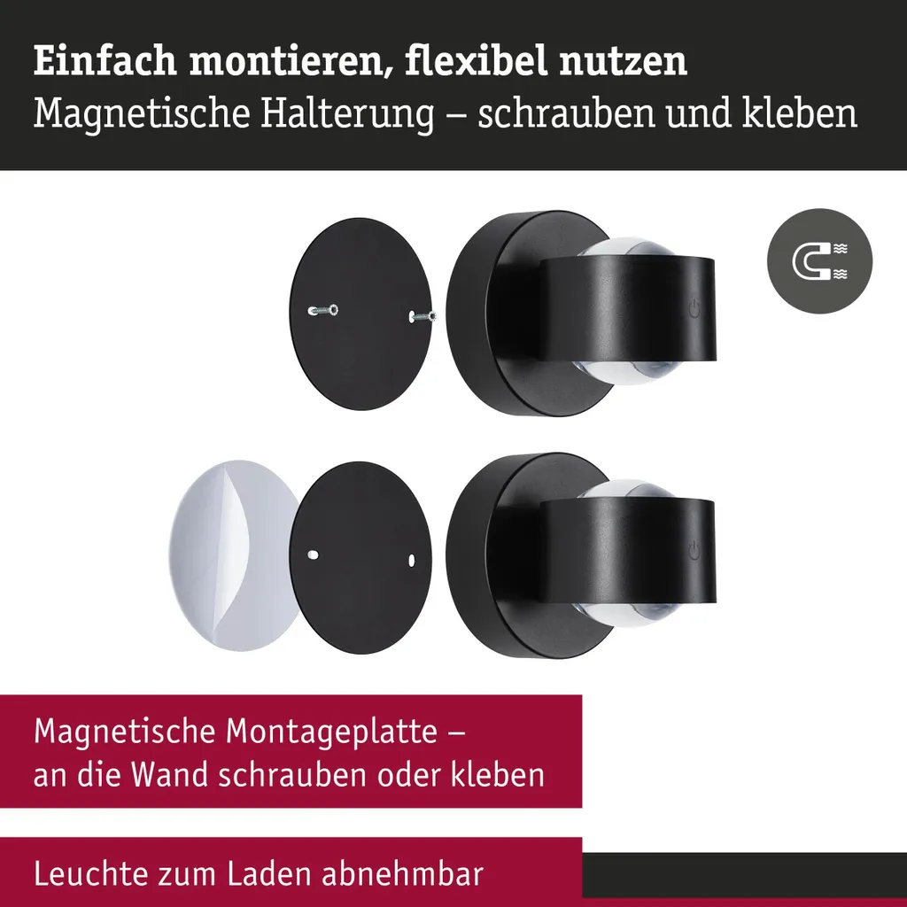 Lampe murale LED rechargeable Paulmann Zorik avec variateur tactile - 6