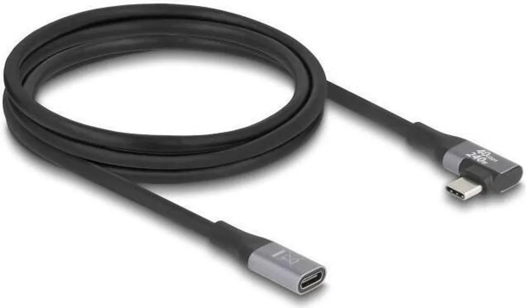 Cavo Prolunga Delock 81148 USB-C Angolato 2m 240W PD 3.1 Nero
