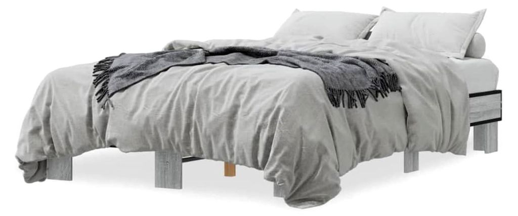 Bettgestell Grau Sonoma 140x200 cm aus Holzwerkstoff und Metall