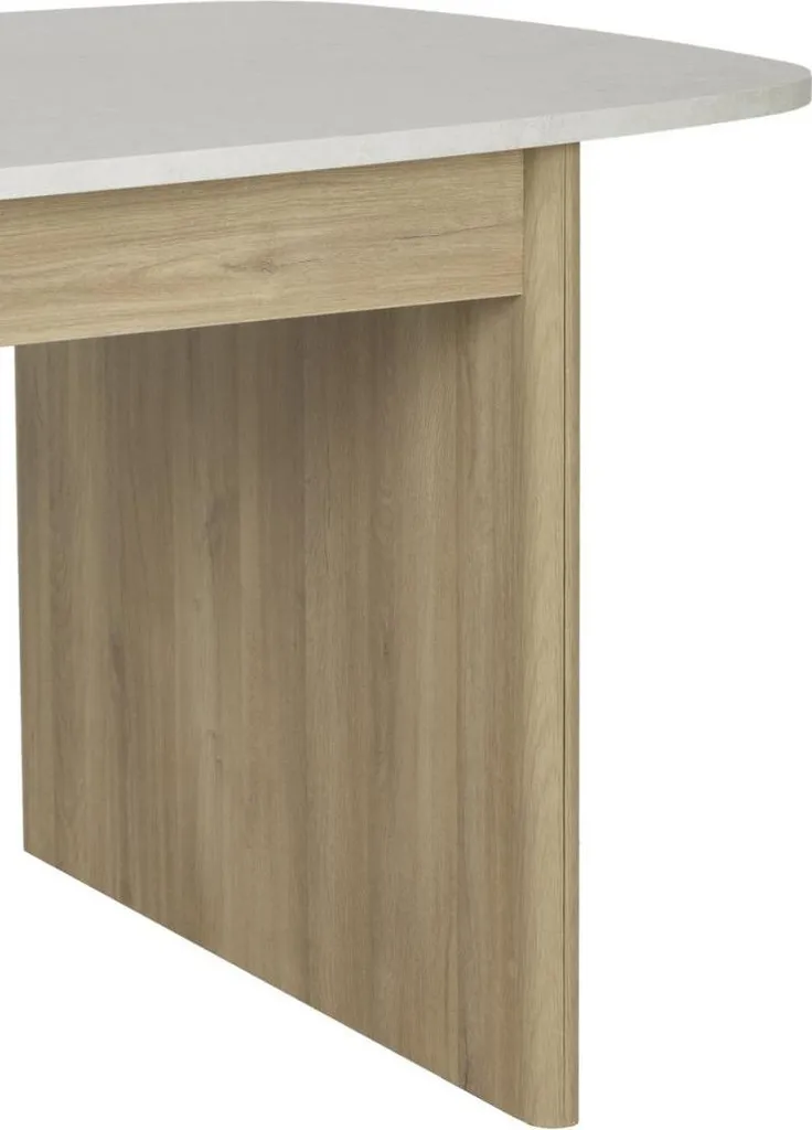 Table de repas modulable 10-12 personnes extensible blanc et bois - 5