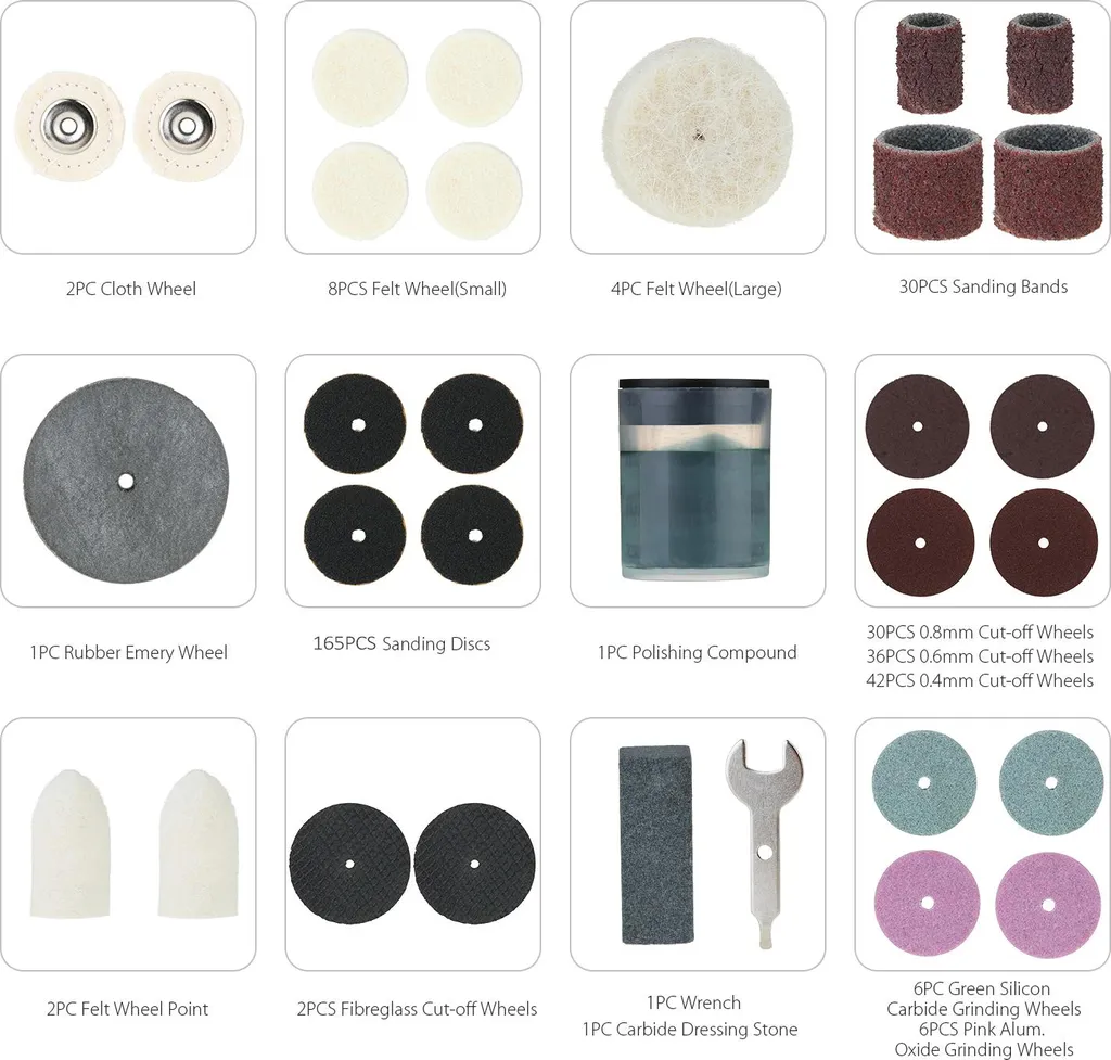 Coffret d'accessoires multifonctions pour outil rotatif de 378 pièces - 9