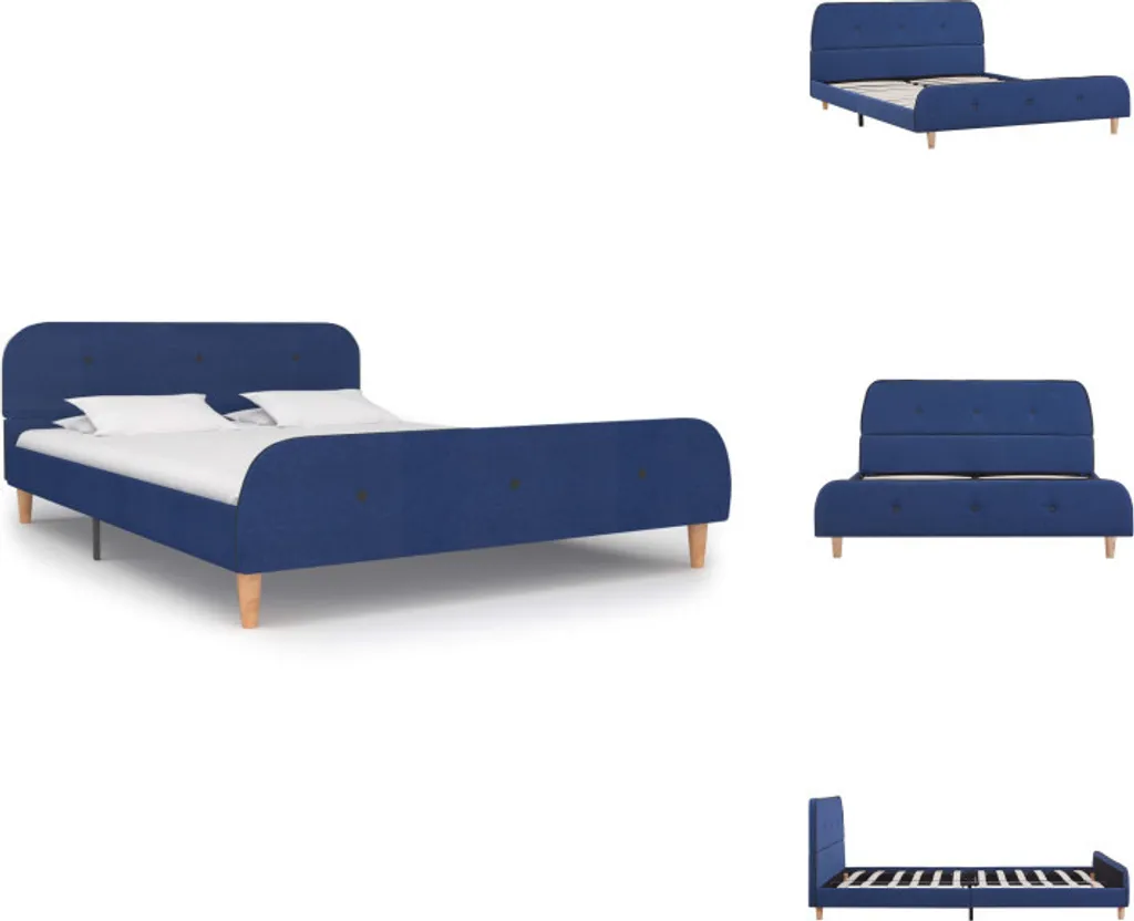 vidaXL Cadre de lit bleu en tissu 140x200 cm - Lit double moderne élégant