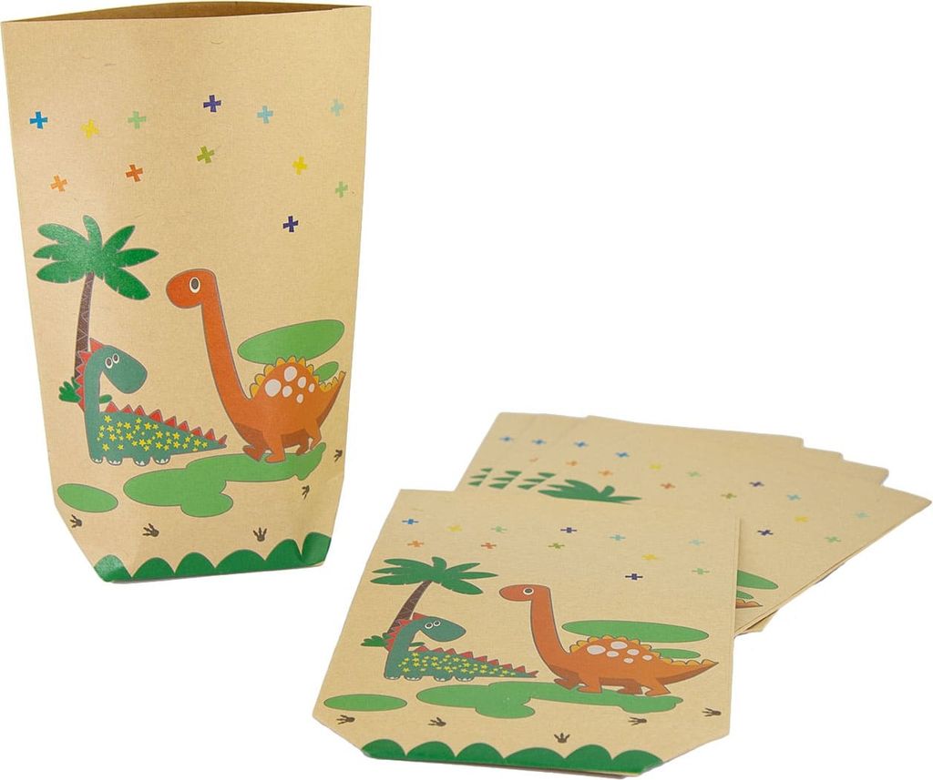 Oblique Unique 6 Dino Geschenktüten Dinosaurier Papiertüten Produktbild 