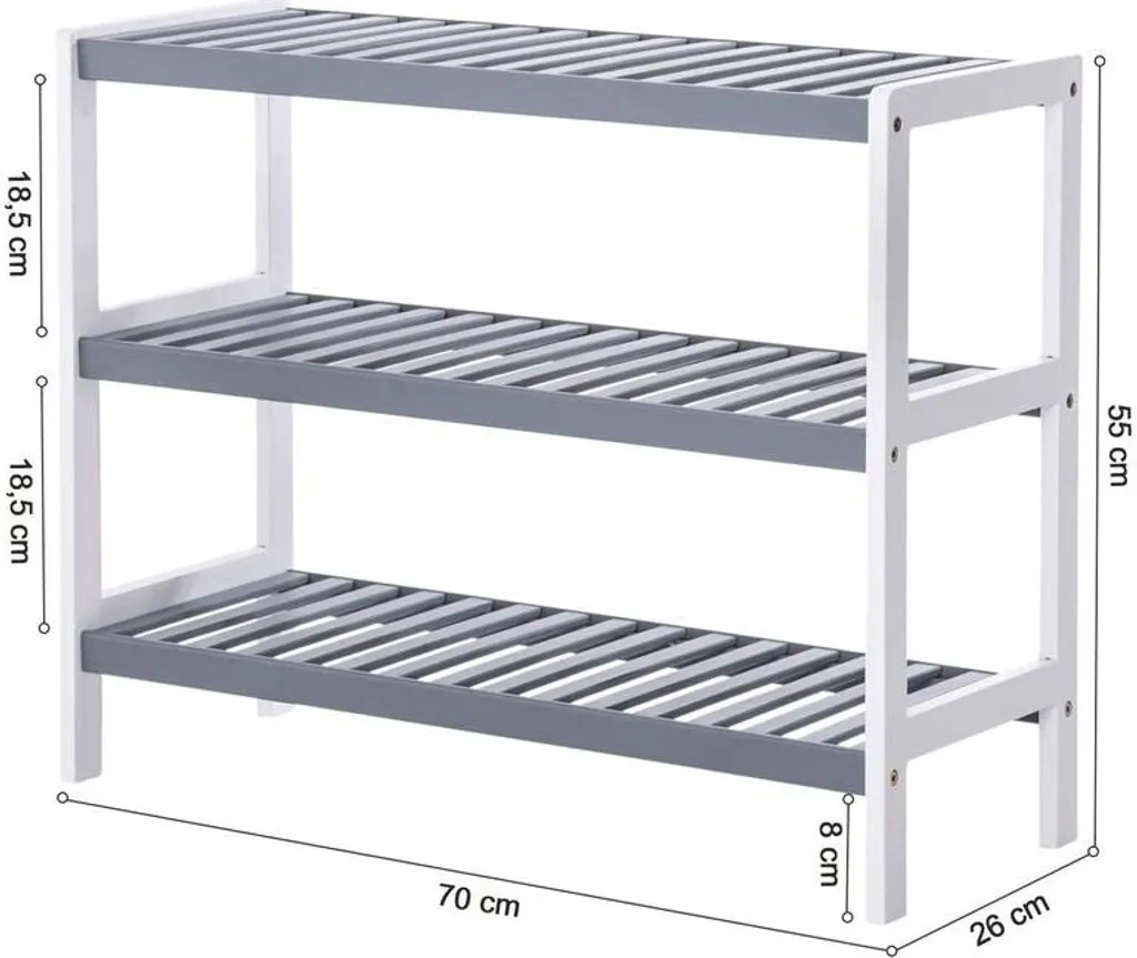 Petit meuble de rangement pour chaussures en bambou 3 tablettes Rootz - 3
