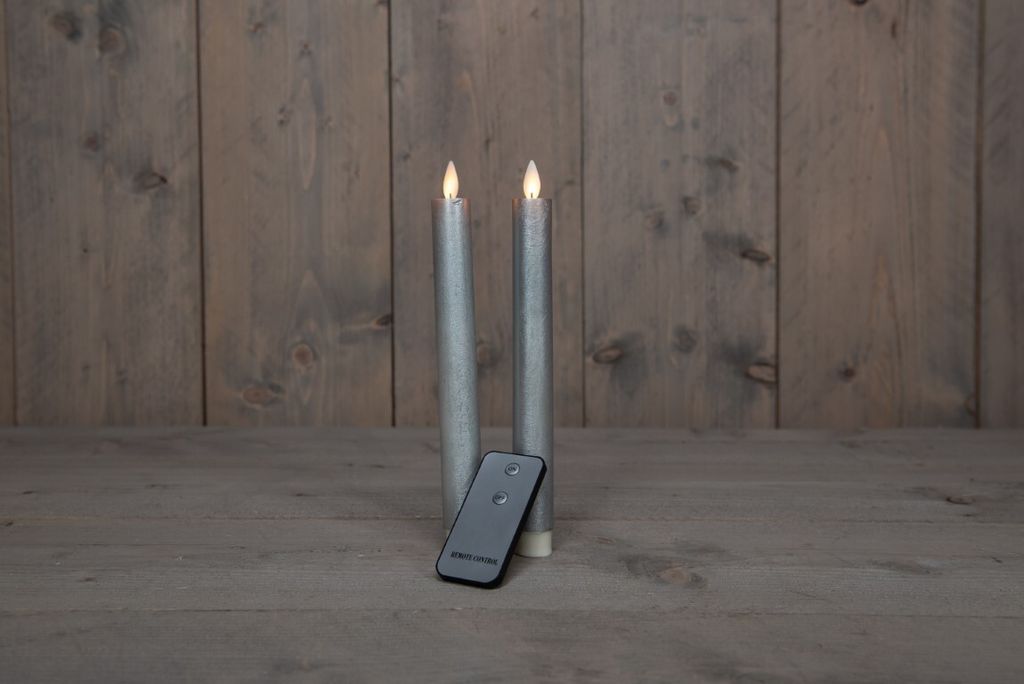 2 Stücke Silber Rustikale Wachs Abendessen Kerze 23Cm Hitze. Flamme Ferngesteuert 2Xaa