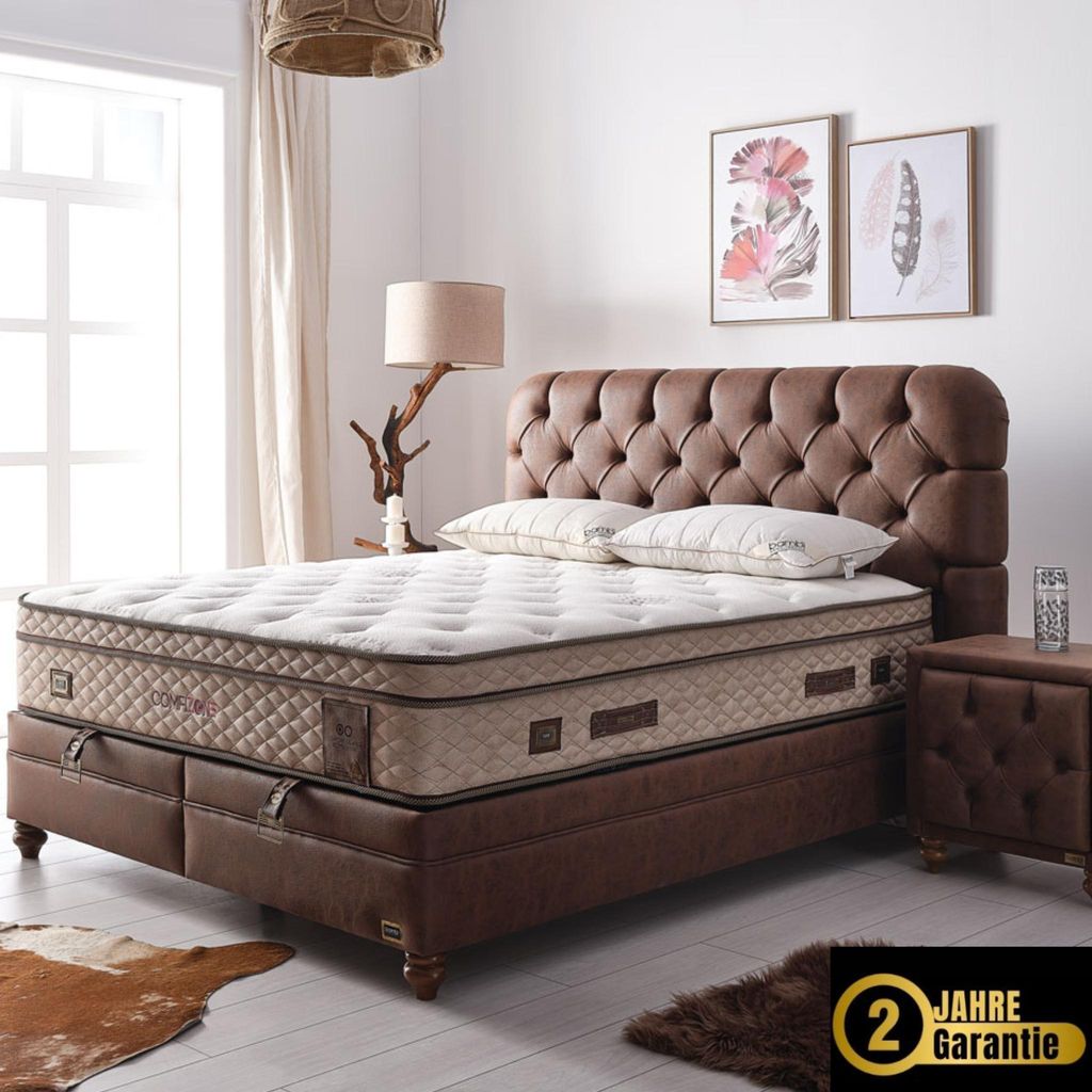 Bambi Boxspringbett 180x200 mit Bettkasten mit Matratzen Comfizone Set Stauraum 7-Komfortzonen Individueller H2-H5