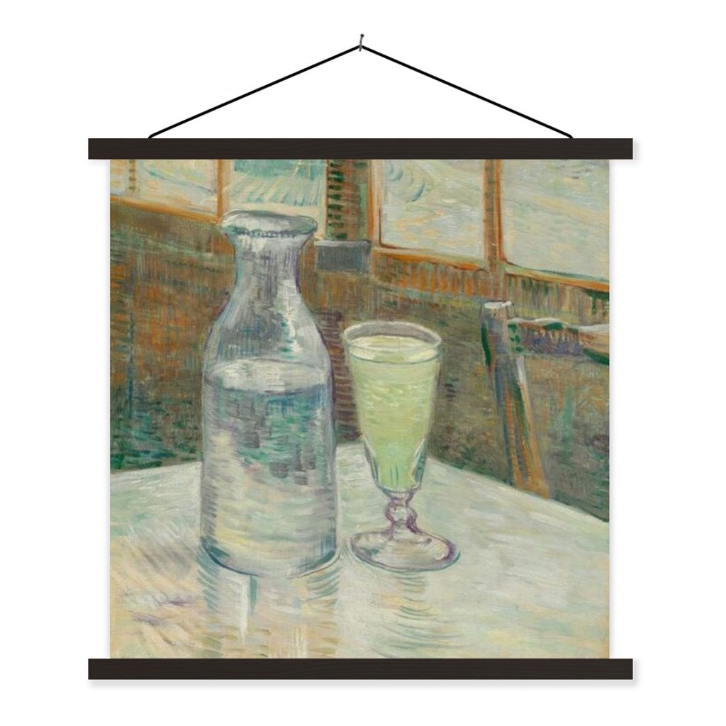 MuchoWow Textilposter Couchtisch mit Absinth - Vincent van Gogh 40x40 cm mit schwarzem Rahmen - Fotos