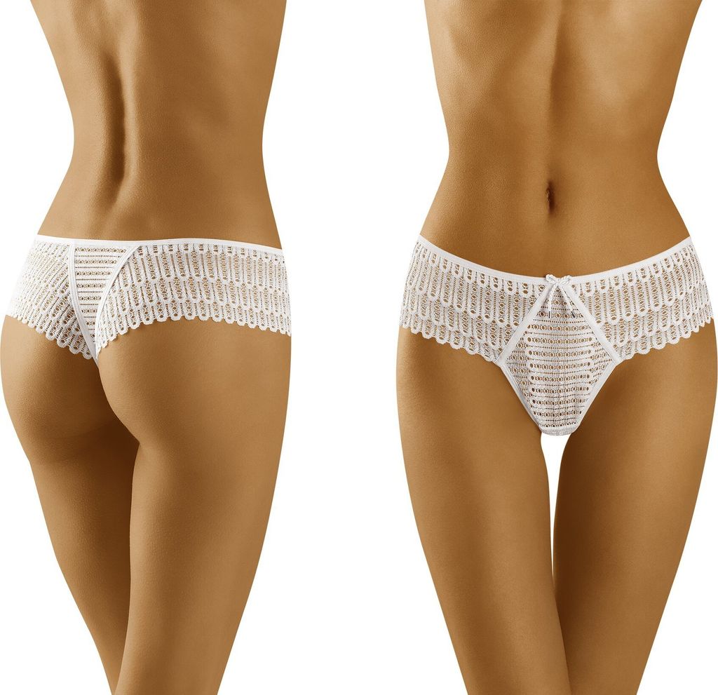 Wolbar Damen Slip Brazilian Spitze Unterhose Unterwäsche WB421, weiß, L