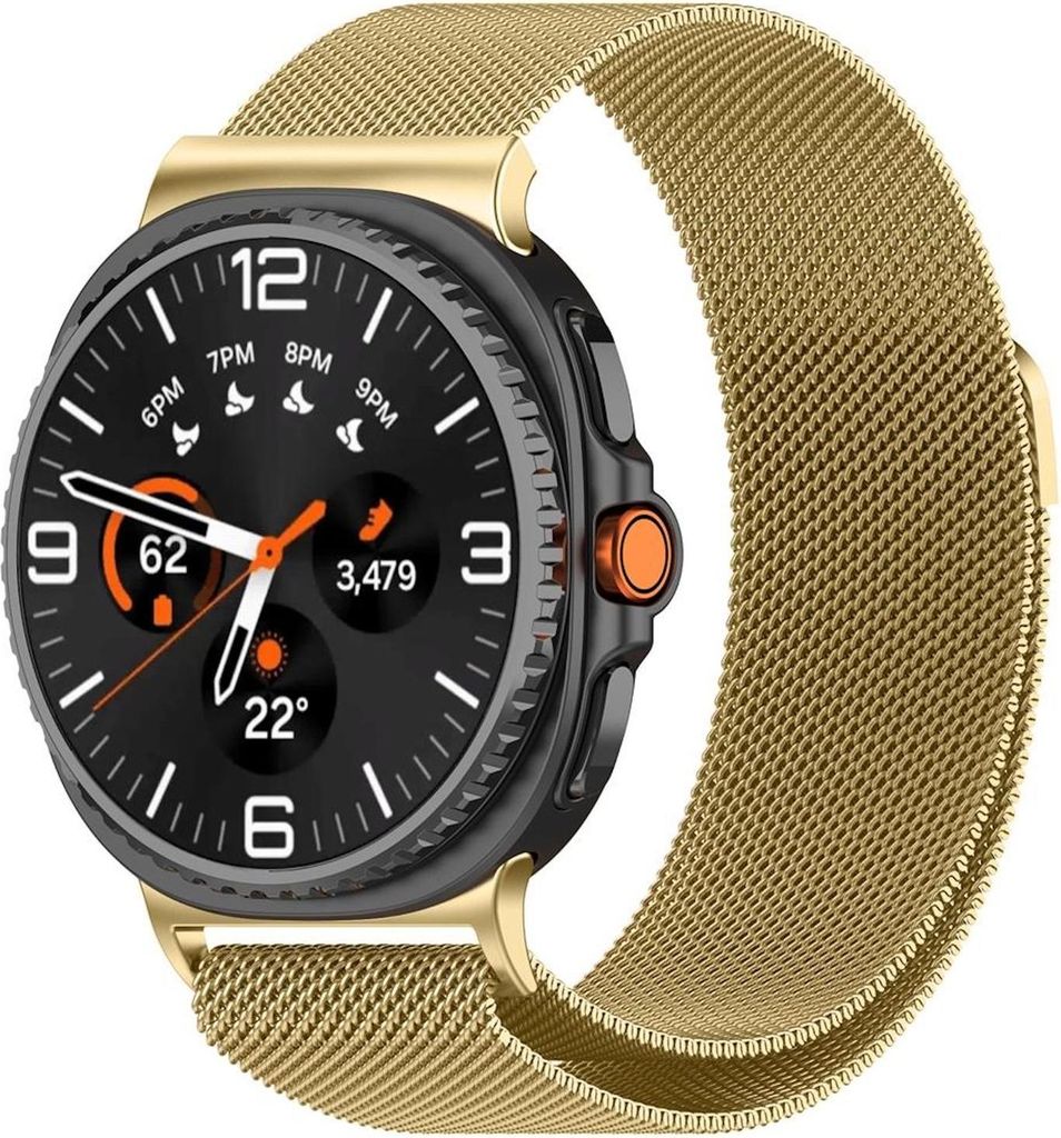 Für Samsung Galaxy Watch 8 / 8 Classic Metall Milan Mesh Magnetverschluss Armband Gold