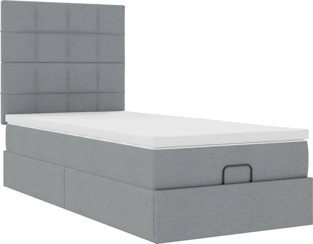 Ottoman-Bett mit Matratze Hellgrau 90x190 cm Stoff