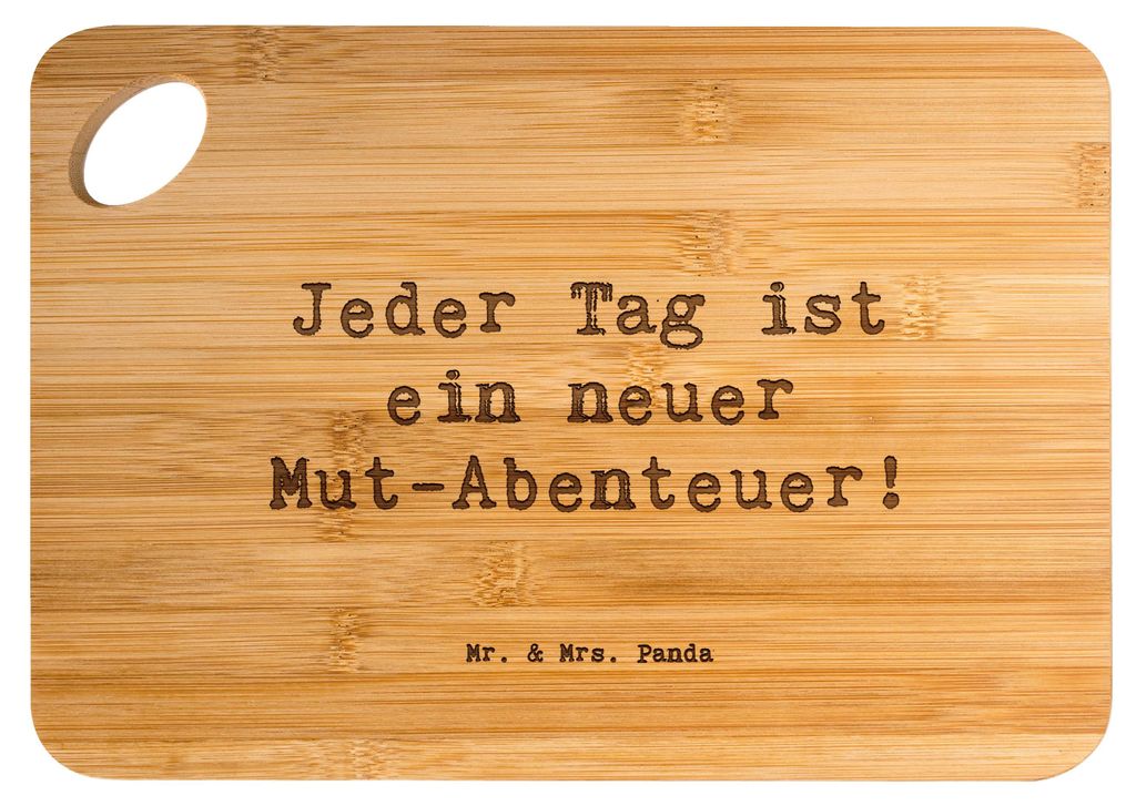 Mr. & Mrs. Panda Schneidebrett Spruch Angst überwinden Abenteuer - Transparent - Geschenk, Frühstücksbrettchen, Holzbrett, Trost, Frühstücksbr...