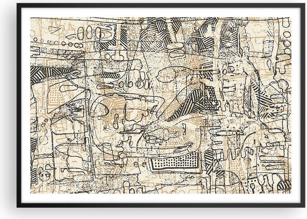 Gerahmtes Poster - Schwarzer Rahmen - Graffiti Kritzeleien Zeichnen - 100x70 cm - Wand Bild - Wanddeko - Wandbilder - Kunstposter - Wandposter - Bi...