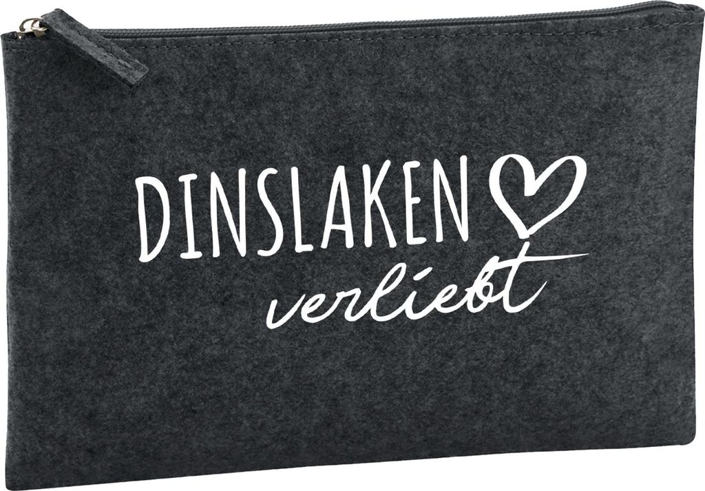 Huuraa Kulturbeutel Dinslaken verliebt 1 Liter Charcoal Filz Kosmetiktasche Geschenkidee