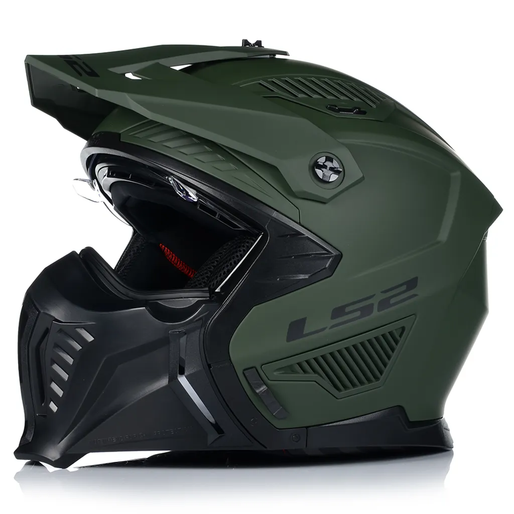 Casque LS2 OF606 Drifter Trial vert mat M léger et anti-buée