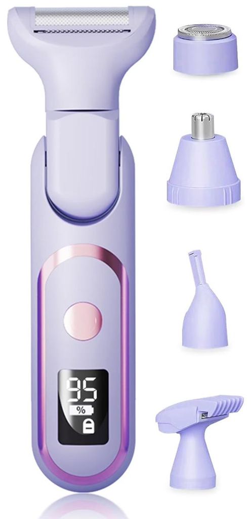 Multifunktionaler Damen Rasierer elektrisch 5-in-1, sanfte Haarentfernung, LCD Display, wasserfest, für Gesicht, Körper & Nase