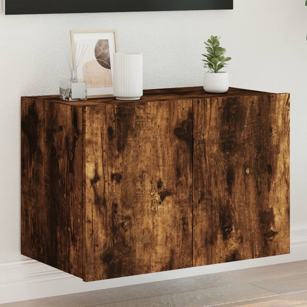 Maison Exclusive - TV-Wandschrank mit LED-Leuchten Räuchereiche 60x35x41 cm