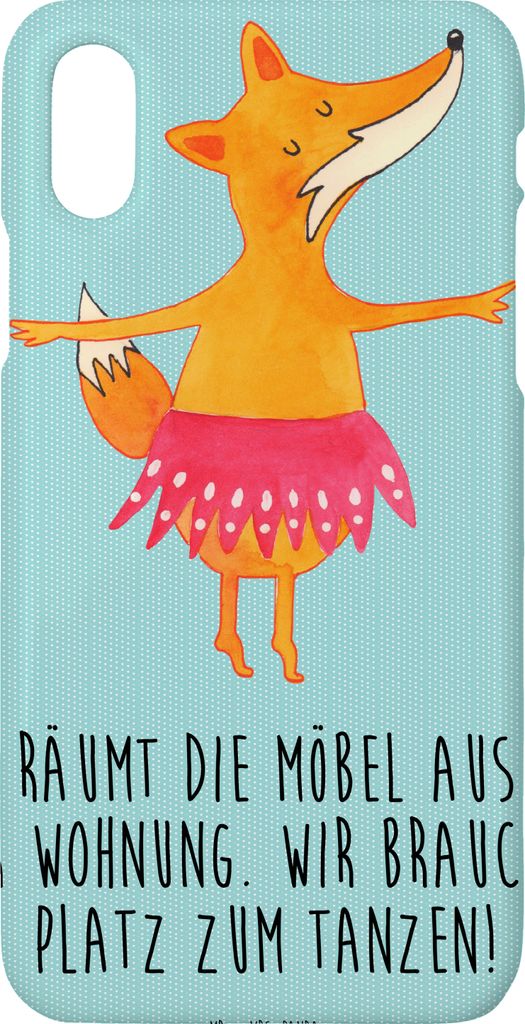 Mr. & Mrs. Panda Iphone 10 Handyhülle Fuchs Ballerina - Türkis Pastell - Geschenk, Handy, Party, Feier, Einladung, X, Hülle, Cover, Geburtstag