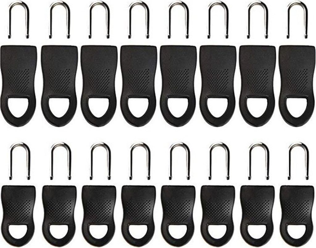 INF 16er-Pack Universal-Reißverschlussschieber - #5, #8 - Schwarz