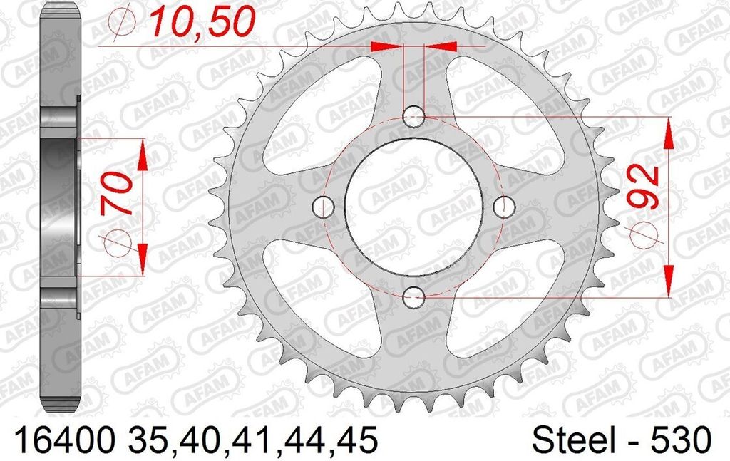 AFAM Standard Stahlritzel hinten 16400 - 530
