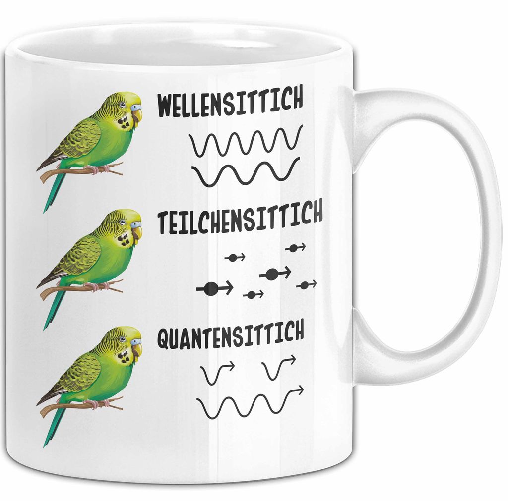 Wellensittich-Liebhaber Tasse Geschenk Lustiger Spruch Teilchensittich Quantensittich (Weiß)